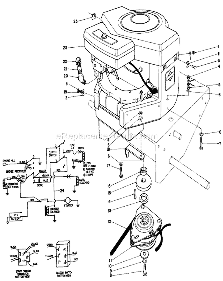 Engine Assembly Diagram and Parts List for 30116 6000001-6999999 - 1986 Toro Lawn Mower