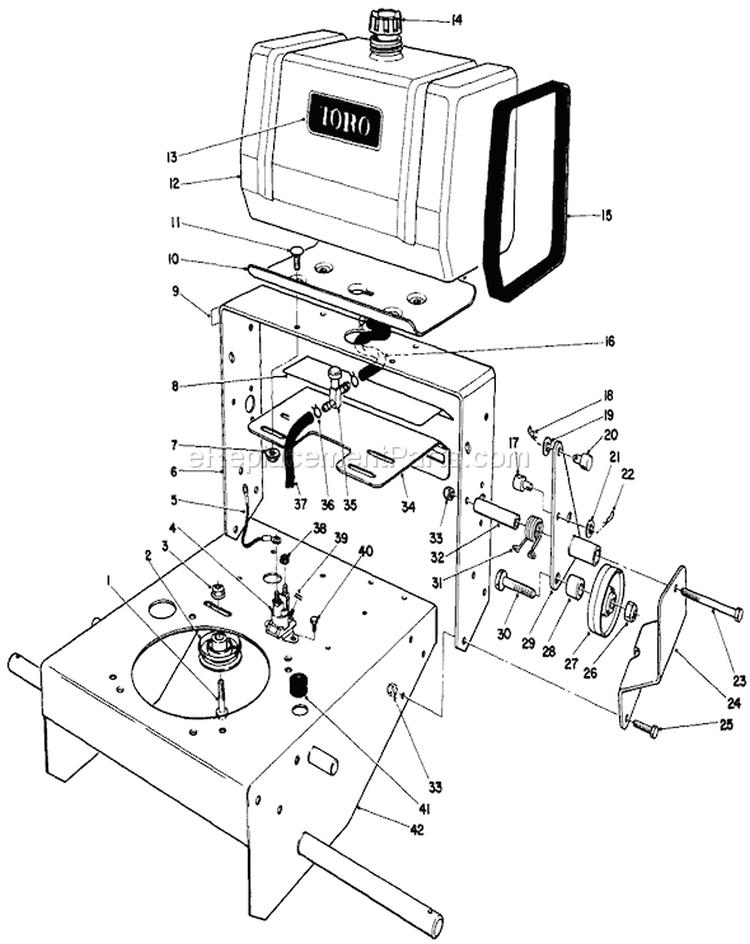Frame Assembly Diagram and Parts List for 30116 6000001-6999999 - 1986 Toro Lawn Mower