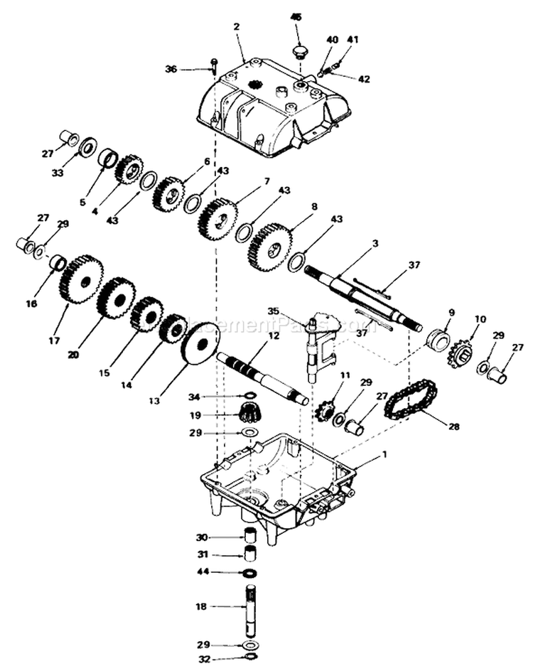 Peerless Transmission Diagram and Parts List for 30116 7000001-7999999 - 1987 Toro Lawn Mower