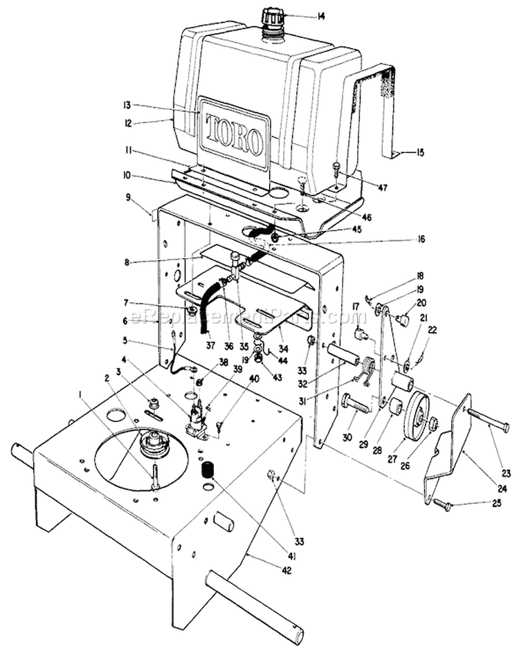 Frame Assembly Diagram and Parts List for 30116 7000001-7999999 - 1987 Toro Lawn Mower