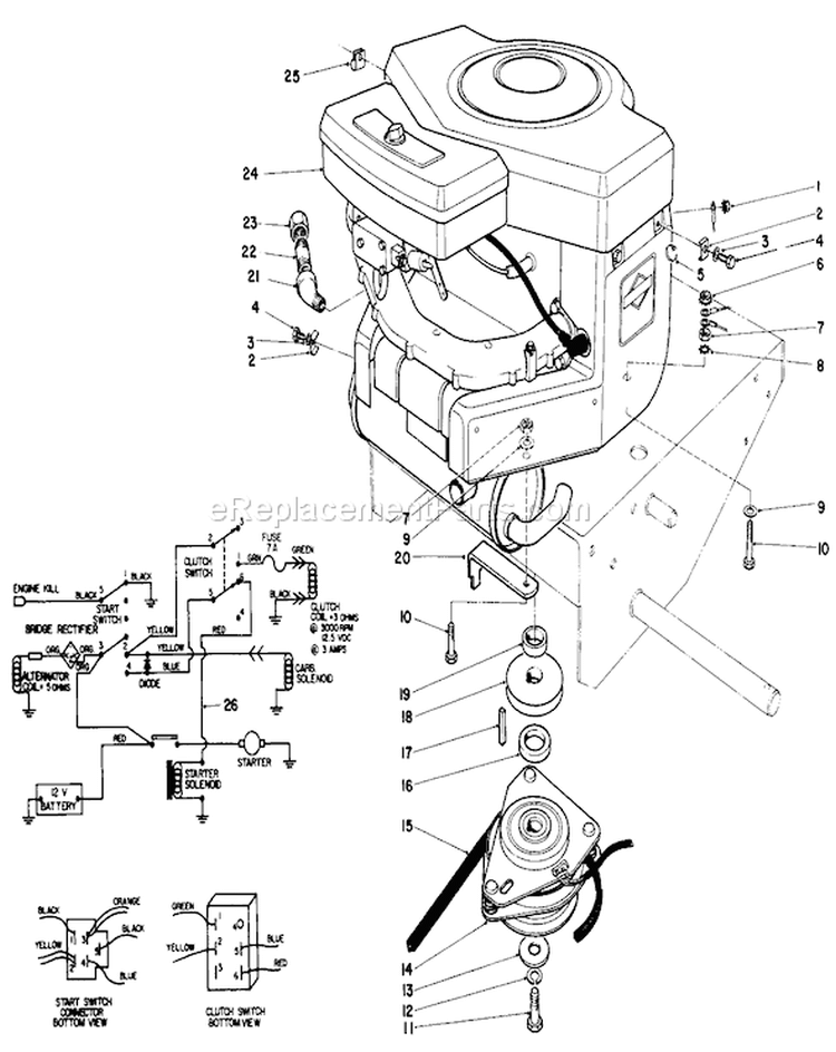 Engine Assembly Diagram and Parts List for 30116 8000001-8999999 - 1988 Toro Lawn Mower