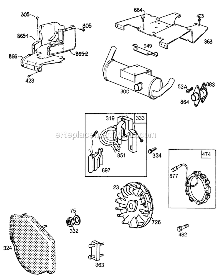 Engine Briggs and Stratton Diagram and Parts List for 30116 8000001-8999999 - 1988 Toro Lawn Mower