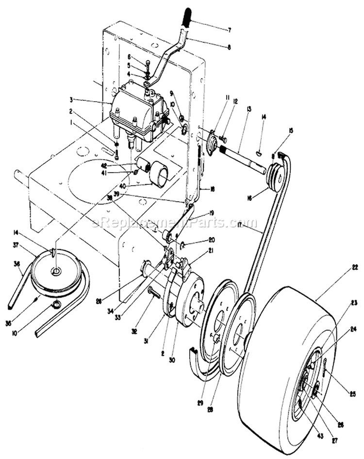 Axle Assembly Diagram and Parts List for 30116 9000001-9999999 - 1989 Toro Lawn Mower