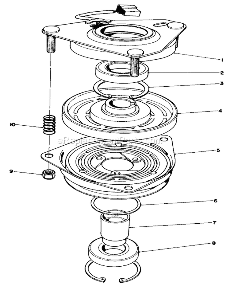 Clutch Assembly Diagram and Parts List for 30117 0000001-0999999 - 1990 Toro Lawn Mower