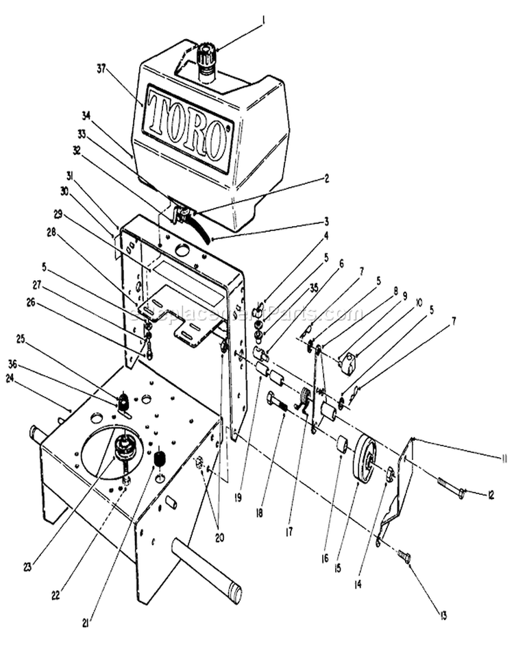 Frame Assembly Diagram and Parts List for 30156 100001-199999 - 1991 Toro Lawn Mower