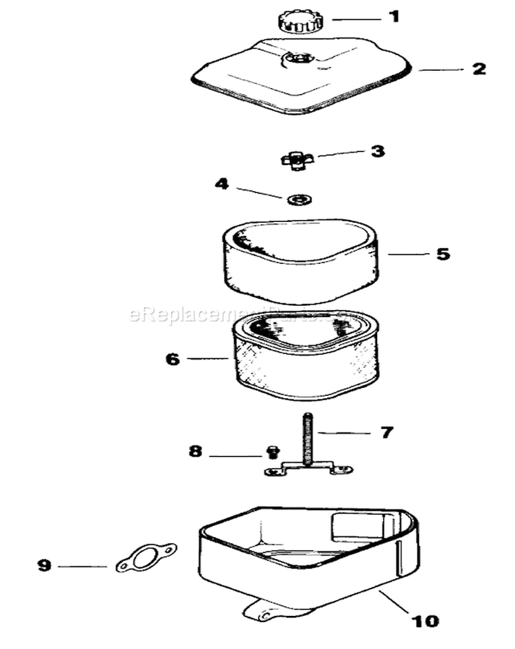 Air Intake Filtration Diagram and Parts List for 30156 200001-299999 - 1992 Toro Lawn Mower