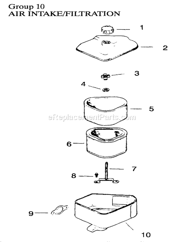 Air Intake Filtration Diagram and Parts List for 30156 490001-499999 - 1994 Toro Lawn Mower