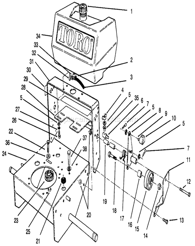Frame Assembly Diagram and Parts List for 30157 490001-499999 - 1994 Toro Lawn Mower