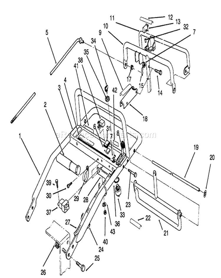 Handle Assembly Diagram and Parts List for 30157 490001-499999 - 1994 Toro Lawn Mower