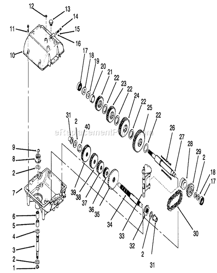 Peerless Transmission Diagram and Parts List for 30157 490001-499999 - 1994 Toro Lawn Mower