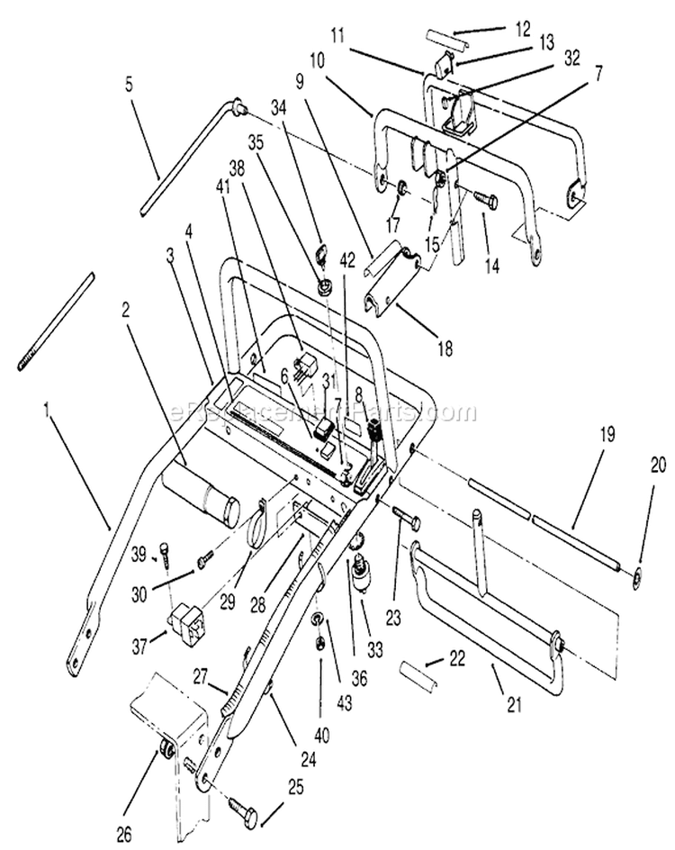 Handle Assembly Diagram and Parts List for 30157 691408-699999 - 1996 Toro Lawn Mower