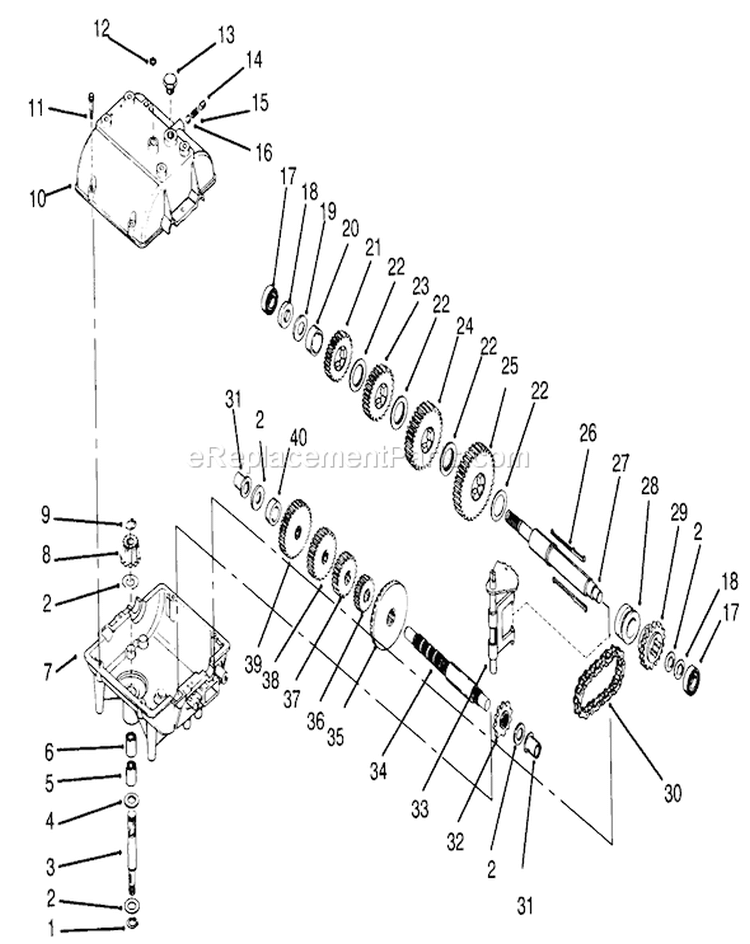 Peerless Transmission Diagram and Parts List for 30157 691408-699999 - 1996 Toro Lawn Mower