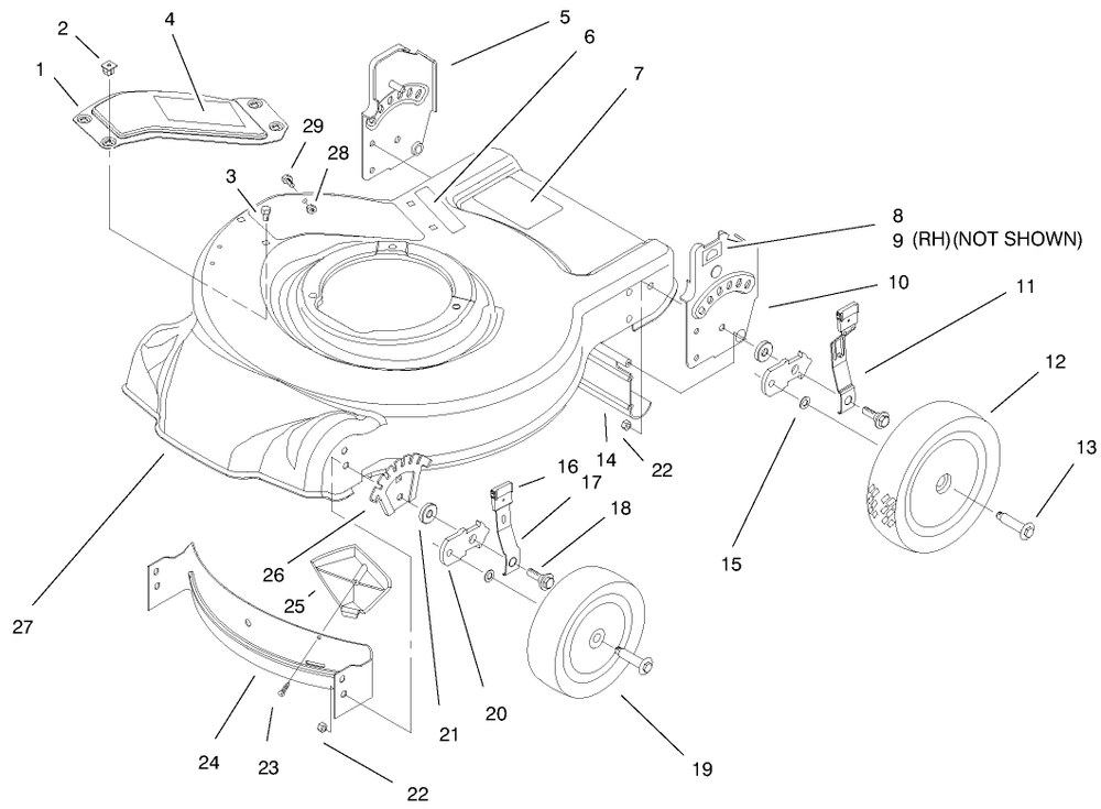 Housing Assembly Diagram and Parts List for 20449 7900001 - 7999999 Toro Lawn Mower