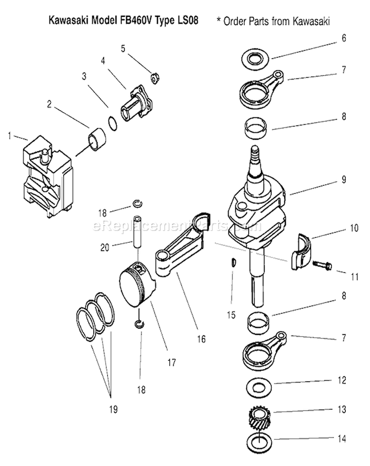 Piston/crankshaft Diagram and Parts List for 30165 200000001-200999999 - 2000 Toro Lawn Mower