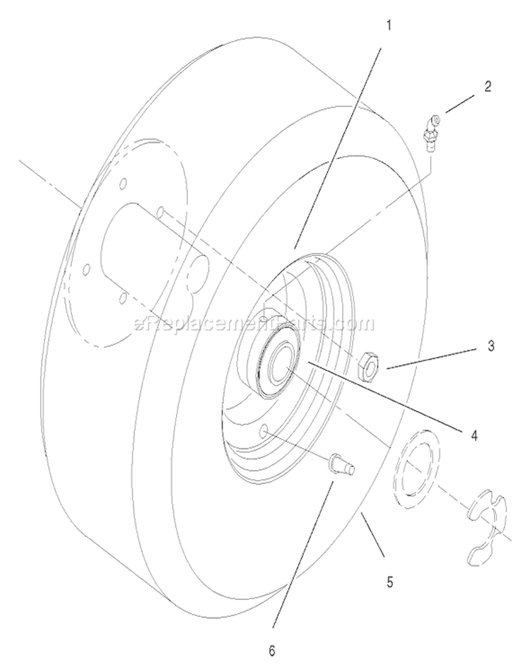 Wheel Assembly Diagram and Parts List for 30165 200000001-200999999 - 2000 Toro Lawn Mower