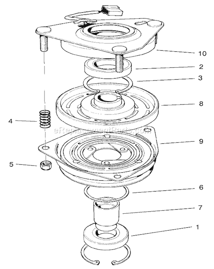 Clutch Assembly Diagram and Parts List for 30165 200000001-200999999 - 2000 Toro Lawn Mower