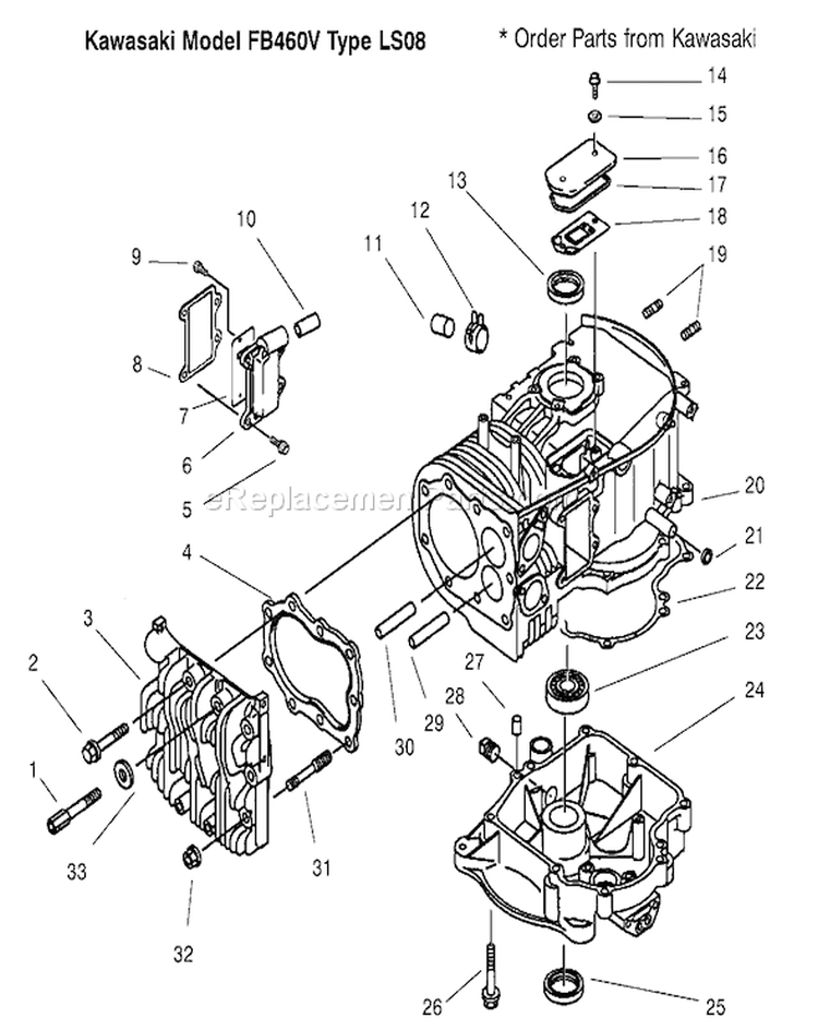 Crankcase Diagram and Parts List for 30165 200000001-200999999 - 2000 Toro Lawn Mower