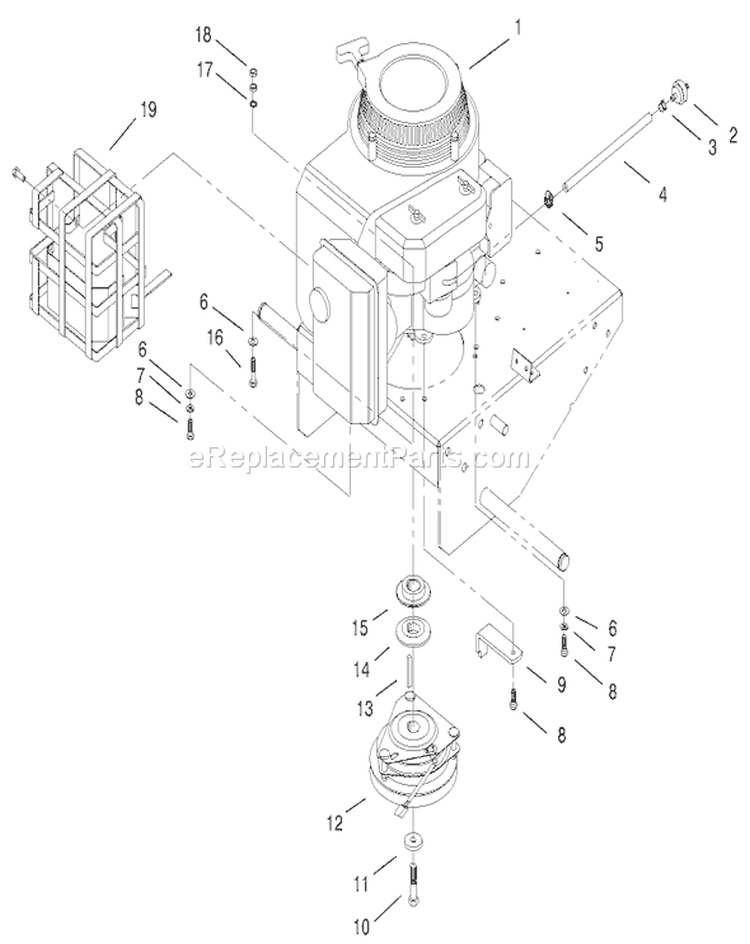 Engine, Clutch and Muffler Guard Assembly Diagram and Parts List for 30165 200000001-200999999 - 2000 Toro Lawn Mower