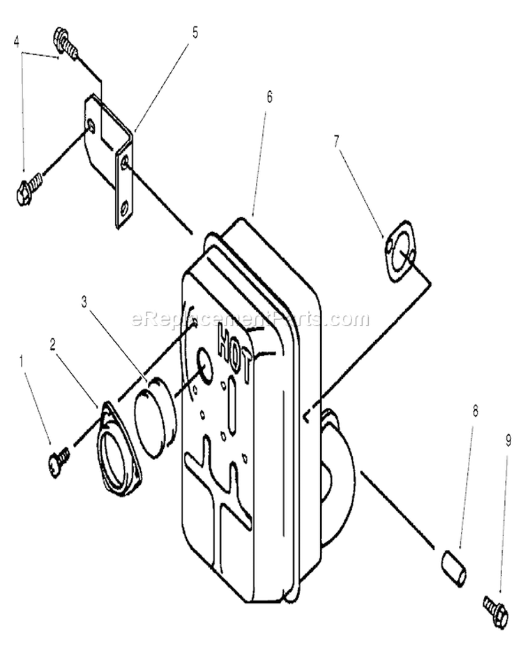 Muffler Diagram and Parts List for 30165 210000001-210999999 - 2001 Toro Lawn Mower