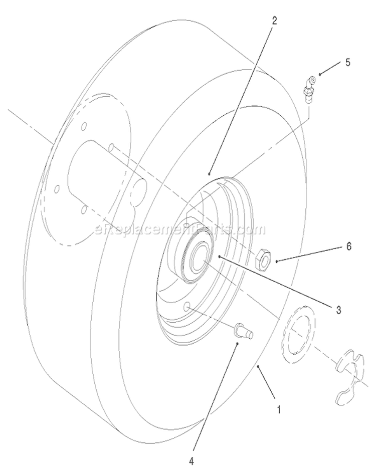 Wheel Assembly Diagram and Parts List for 30165 210000001-210999999 - 2001 Toro Lawn Mower
