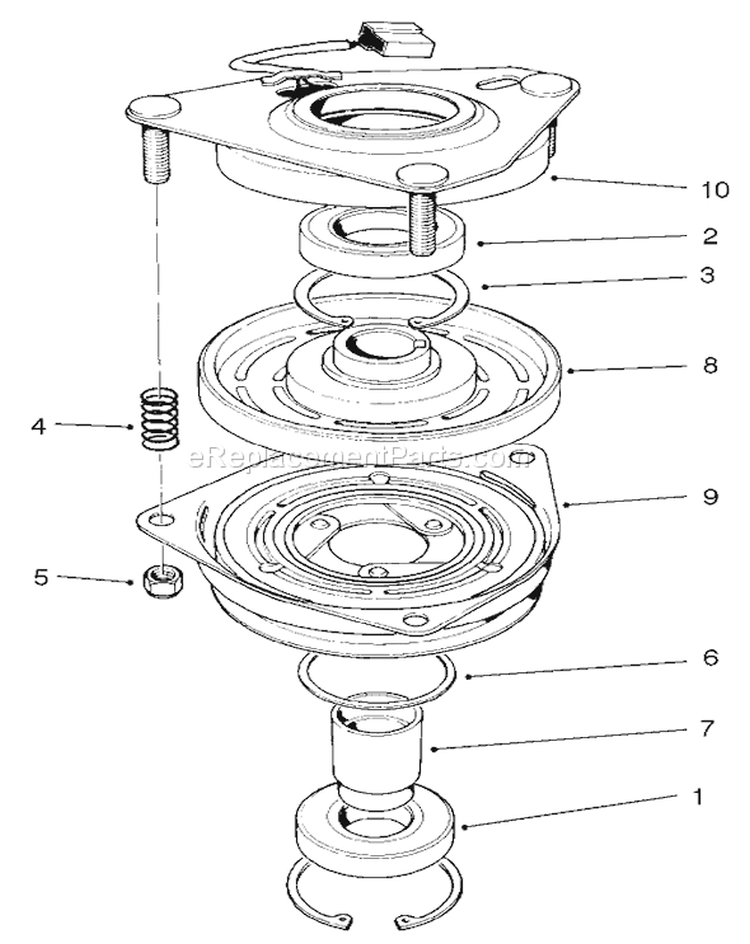 Clutch Assembly Diagram and Parts List for 30165 210000001-210999999 - 2001 Toro Lawn Mower