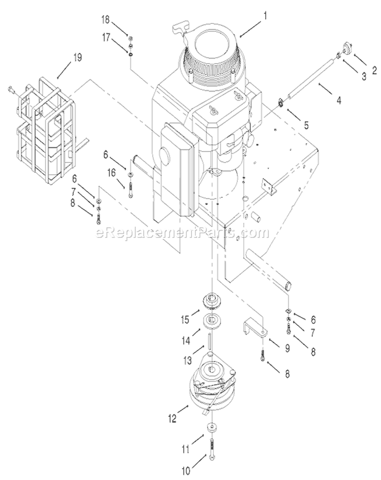 Engine, Clutch and Muffler Guard Assembly Diagram and Parts List for 30165 210000001-210999999 - 2001 Toro Lawn Mower