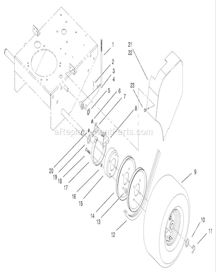 Brake Pulley and Wheel Assembly Diagram and Parts List for 30165 220000001-220999999 - 2002 Toro Lawn Mower