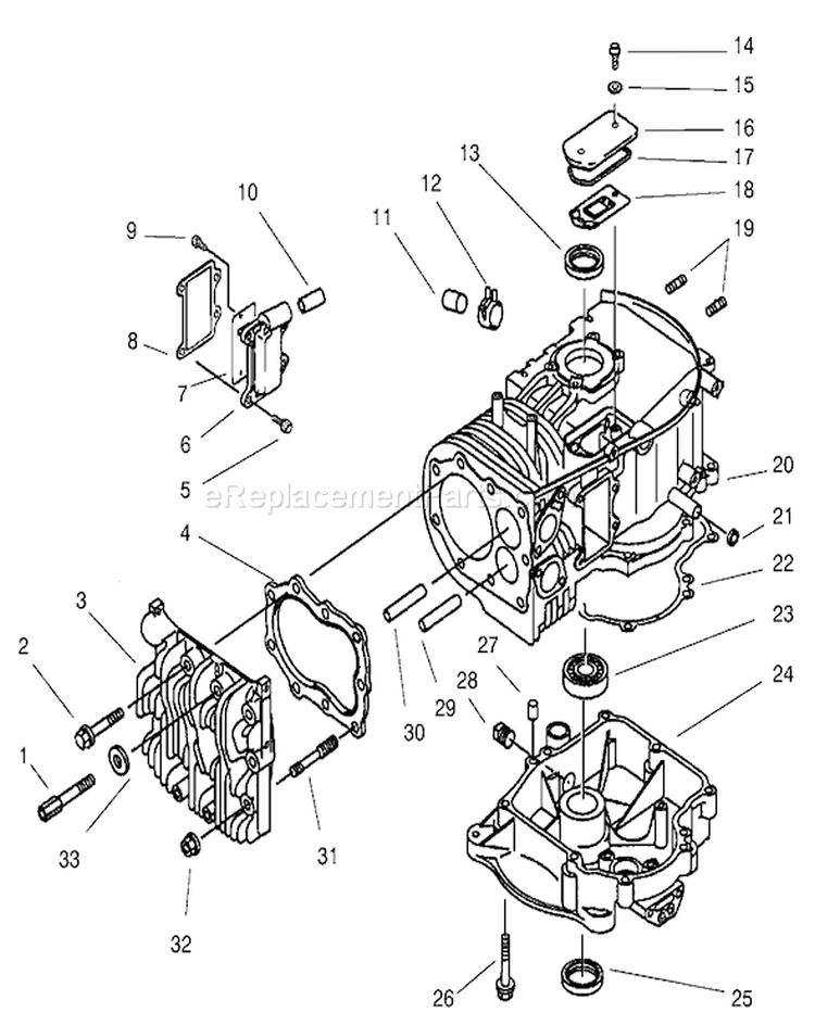Crankcase Assembly-Kawasaki Diagram and Parts List for 30165 220000001-220999999 - 2002 Toro Lawn Mower