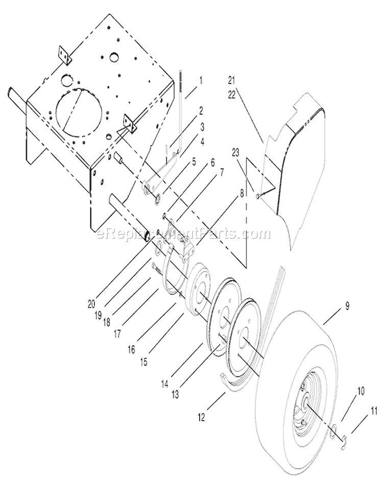 Brake Pulley and Wheel Assembly Diagram and Parts List for 30165 230000001-230999999 - 2003 Toro Lawn Mower