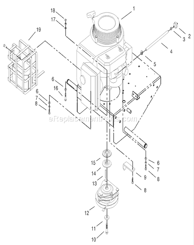 Engine, Clutch and Muffler Guard Assembly Diagram and Parts List for 30165 230000001-230999999 - 2003 Toro Lawn Mower