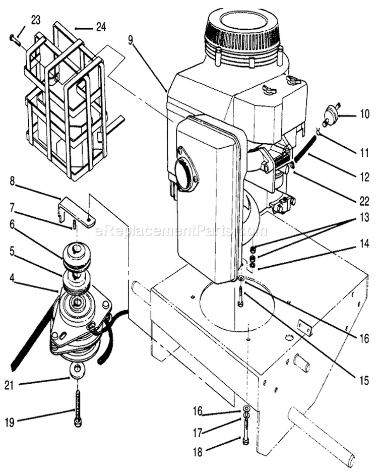 Engine and Clutch Assembly Diagram and Parts List for 30165 5900001-5999999 - 1995 Toro Lawn Mower