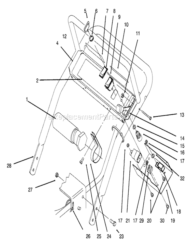 Handle Assembly Diagram and Parts List for 30165 5900001-5999999 - 1995 Toro Lawn Mower