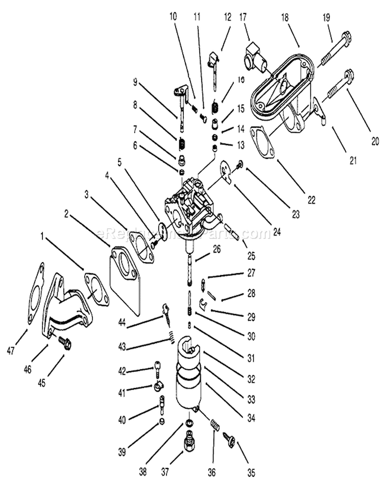 Carburetor Diagram and Parts List for 30165 5900001-5999999 - 1995 Toro Lawn Mower