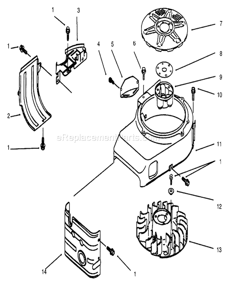 Cooling Equipment Diagram and Parts List for 30165 5900001-5999999 - 1995 Toro Lawn Mower