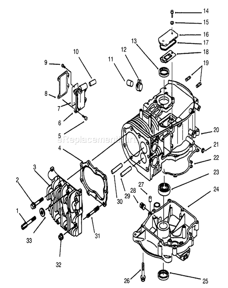 Crankcase Diagram and Parts List for 30165 5900001-5999999 - 1995 Toro Lawn Mower