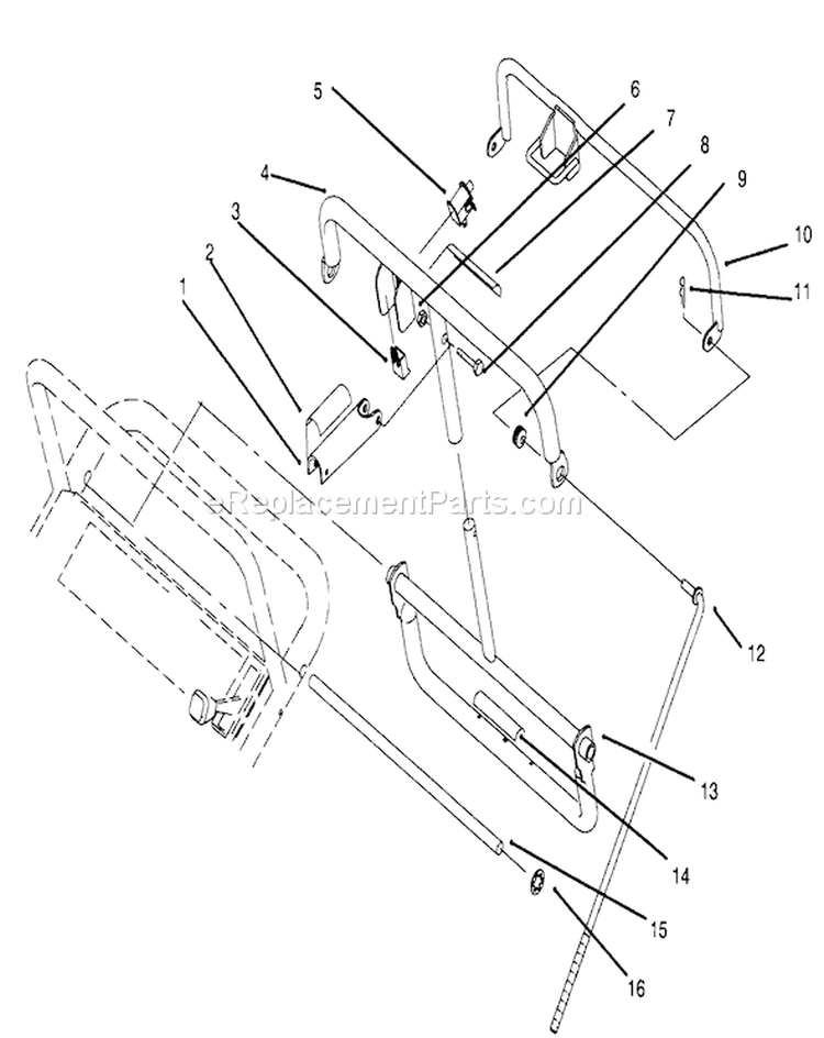 Handle Assembly (continued) Diagram and Parts List for 30165 690001-699999 - 1996 Toro Lawn Mower