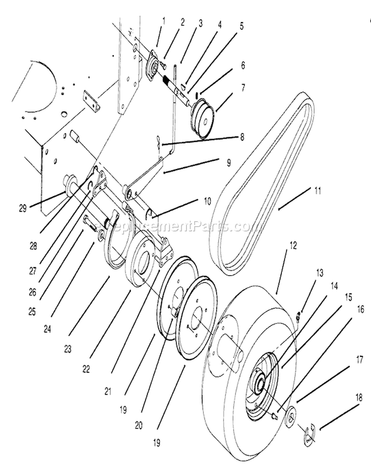 Axle, Brake, Wheel Drive and Belts Diagram and Parts List for 30165 790001-799999 - 1997 Toro Lawn Mower