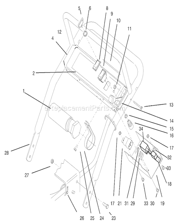 Handle Assembly Diagram and Parts List for 30165 890001-899999 - 1998 Toro Lawn Mower