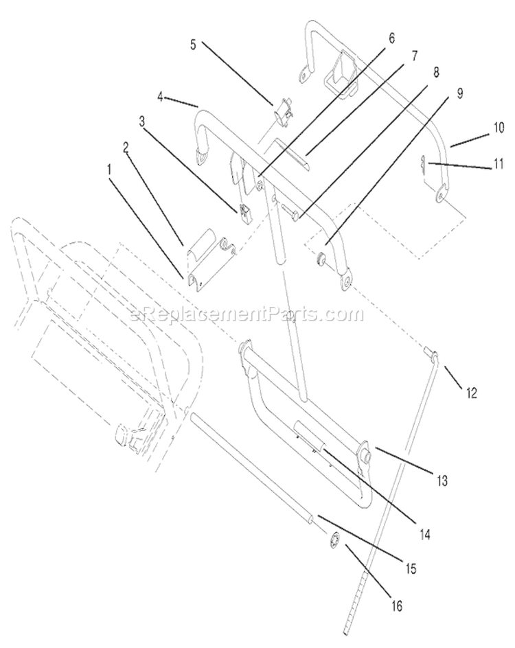 Handle Assembly (continued) Diagram and Parts List for 30165 890001-899999 - 1998 Toro Lawn Mower