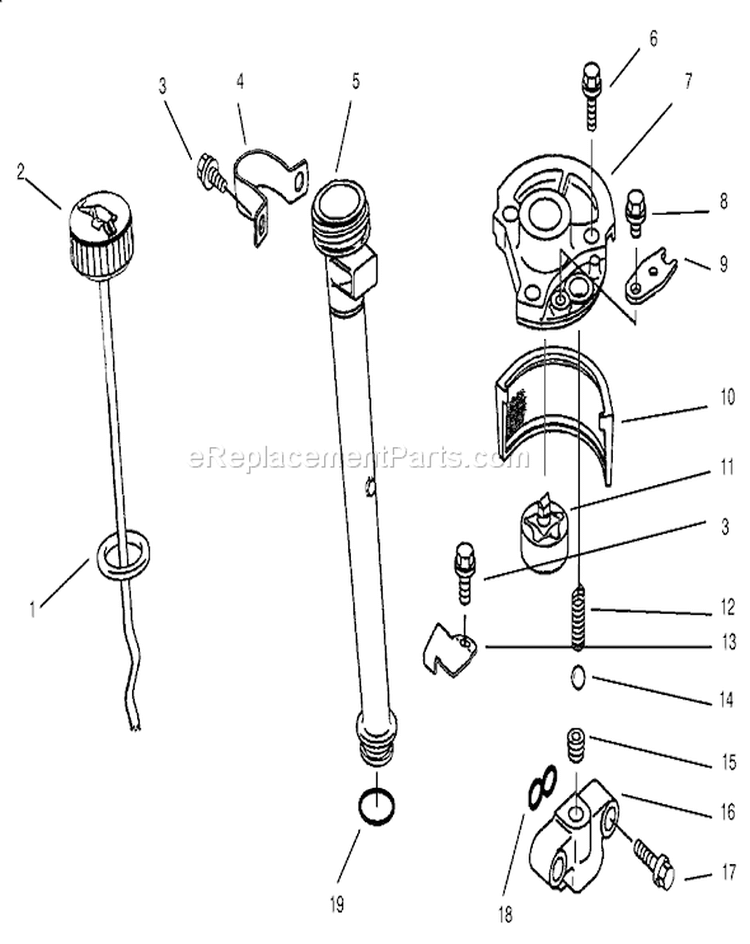 Lubrication Equipment Diagram and Parts List for 30165 890001-899999 - 1998 Toro Lawn Mower