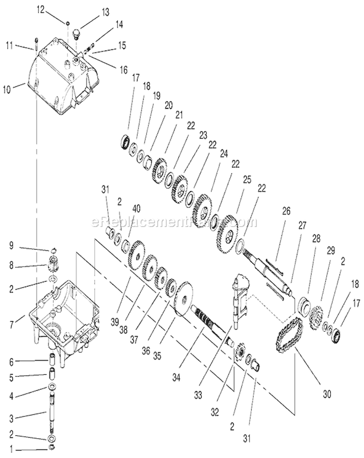 Peerless Transmission Diagram and Parts List for 30165 990001-999999 - 1999 Toro Lawn Mower
