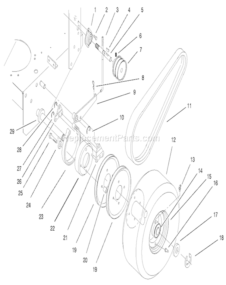 Axle, Brake, Wheel Drive and Belts Diagram and Parts List for 30165 990001-999999 - 1999 Toro Lawn Mower