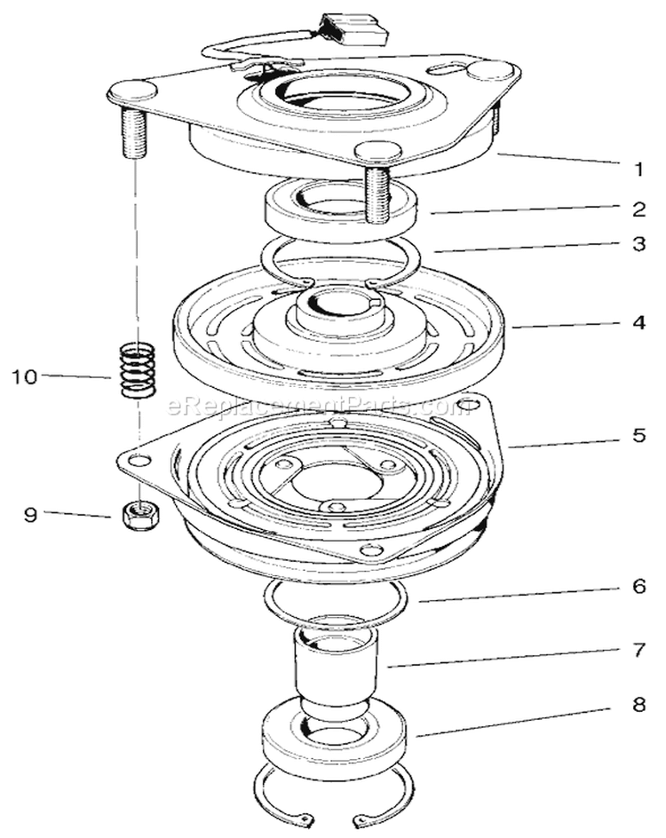 Clutch Assembly Diagram and Parts List for 30165 990001-999999 - 1999 Toro Lawn Mower