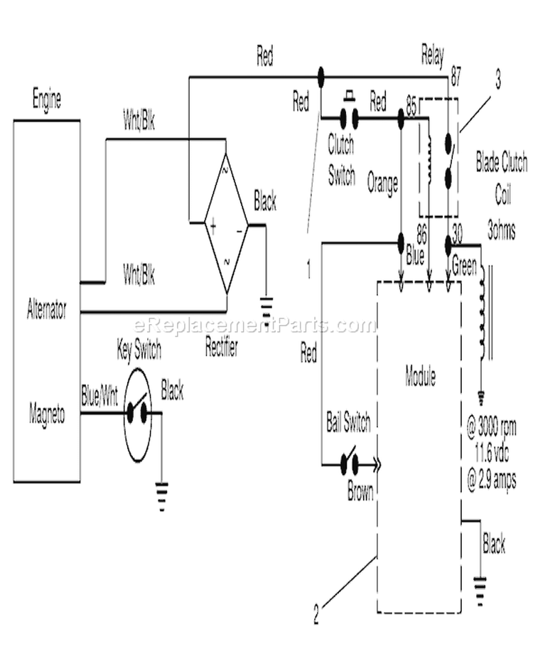 Electric Schematic Diagram and Parts List for 30165 990001-999999 - 1999 Toro Lawn Mower