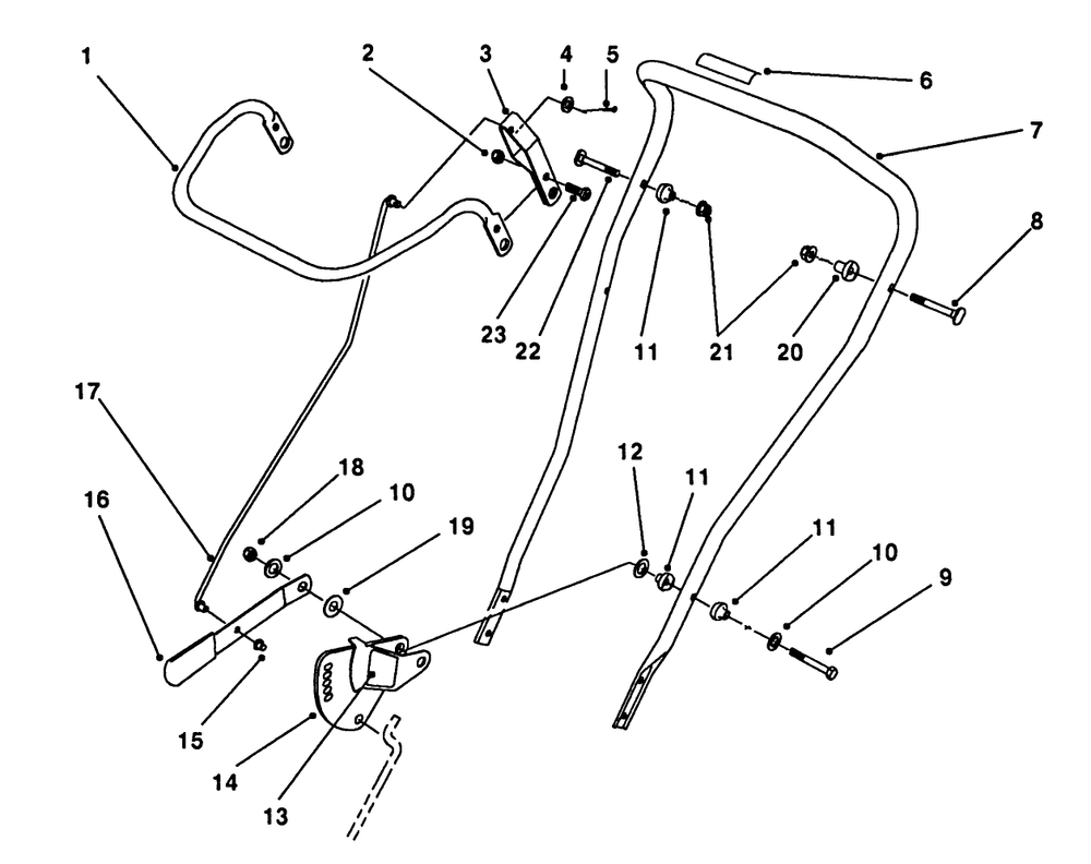 Handle Assembly Diagram and Parts List for 58410 7000001 - 7999999 Toro Edger