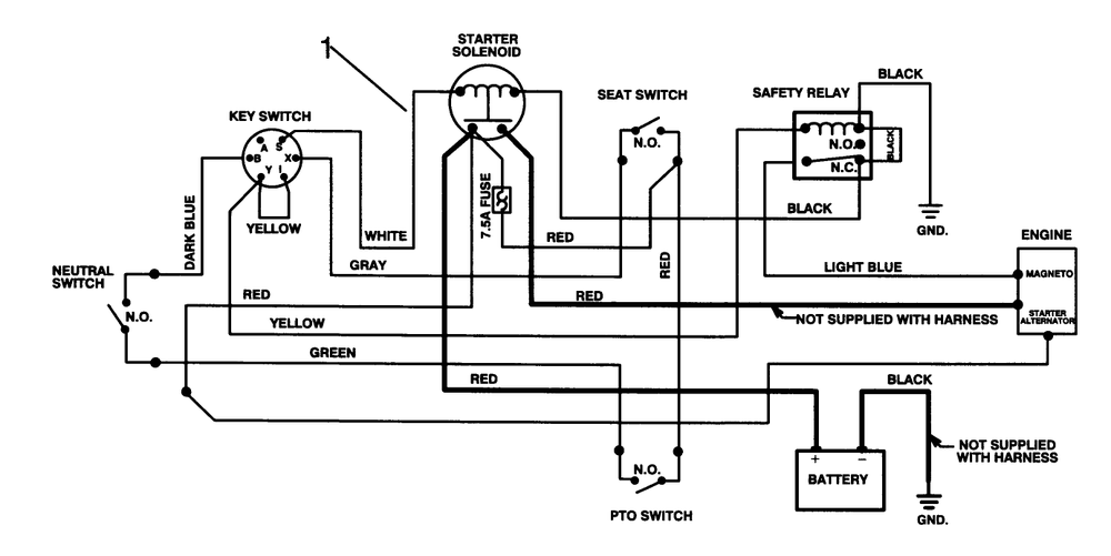 Electrical Schematic Diagram and Parts List for 70060 49000001 - 49999999 Toro Lawn Tractor
