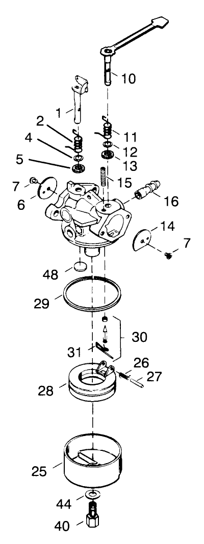 Carburetor No. 632641 Diagram and Parts List for 38175 4900001 - 4999999 Toro Snow Blower
