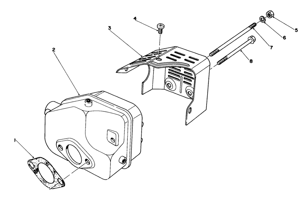 Muffler Assembly Diagram and Parts List for 20680 4000001 - 4999999 Toro Lawn Mower