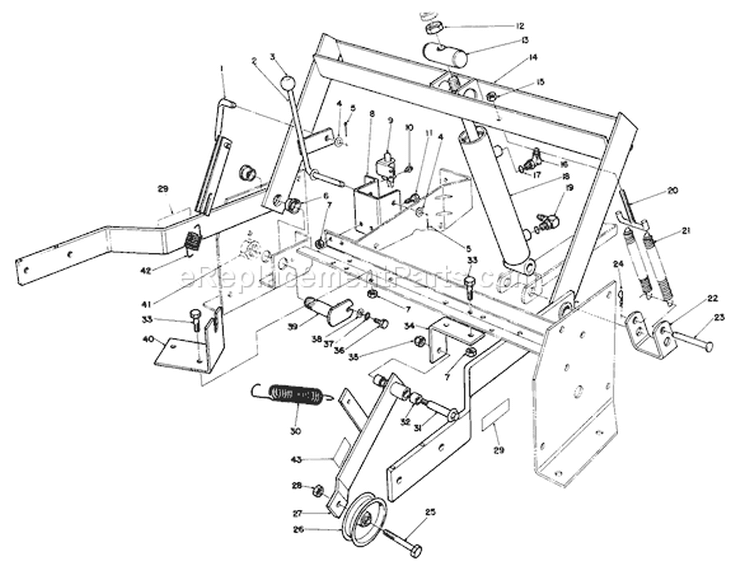 Parking Brake & -Lift Frame Assembly Diagram and Parts List for 30610 390001-399999 - 1993 Toro Lawn Tractor