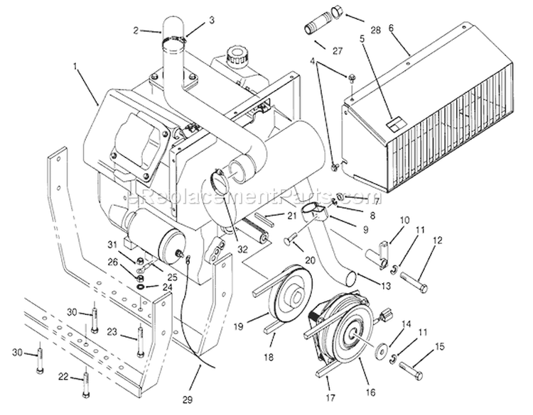 Engine Assembly Diagram and Parts List for 30610 490001-499999 - 1994 Toro Lawn Tractor
